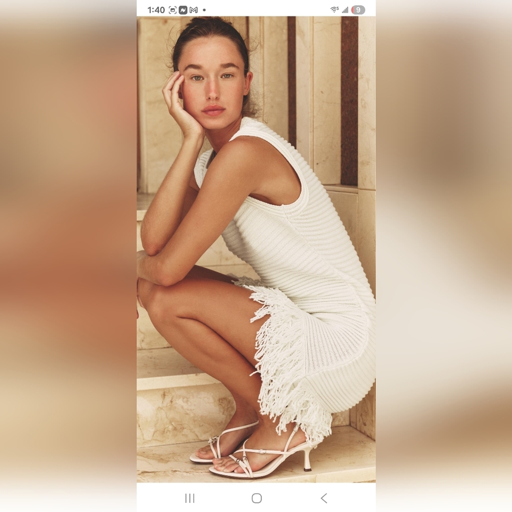 Zara Ivory Ribbed Mini Dress